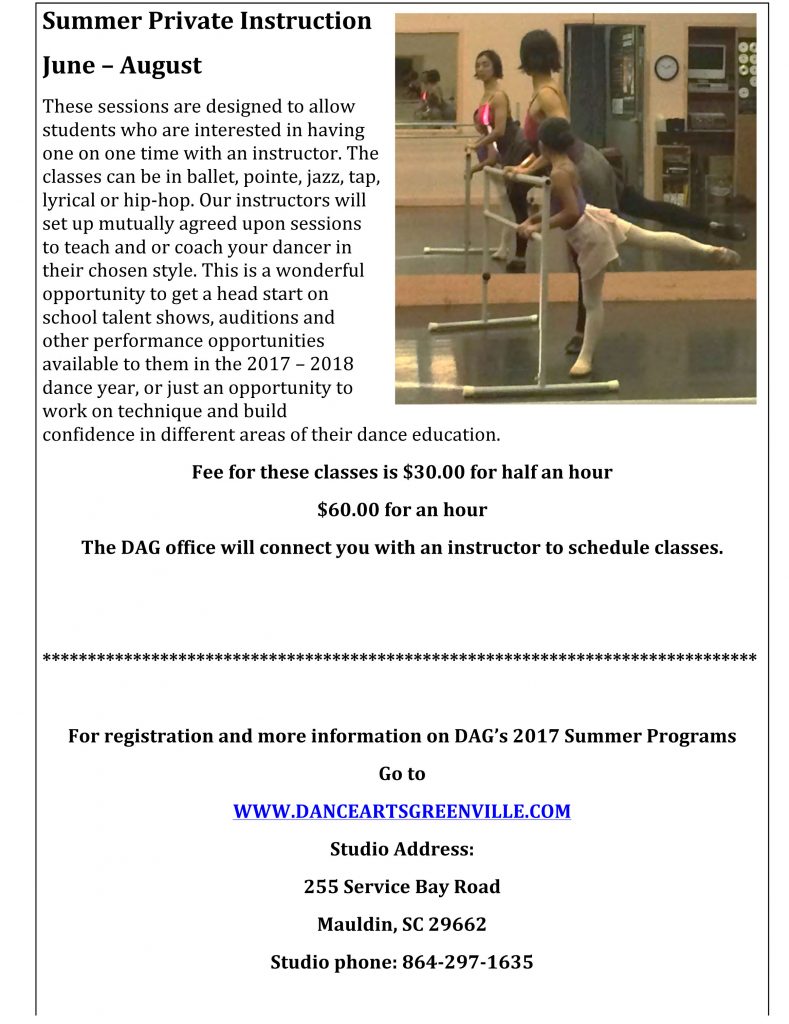 A flyer for summer private instruction.
