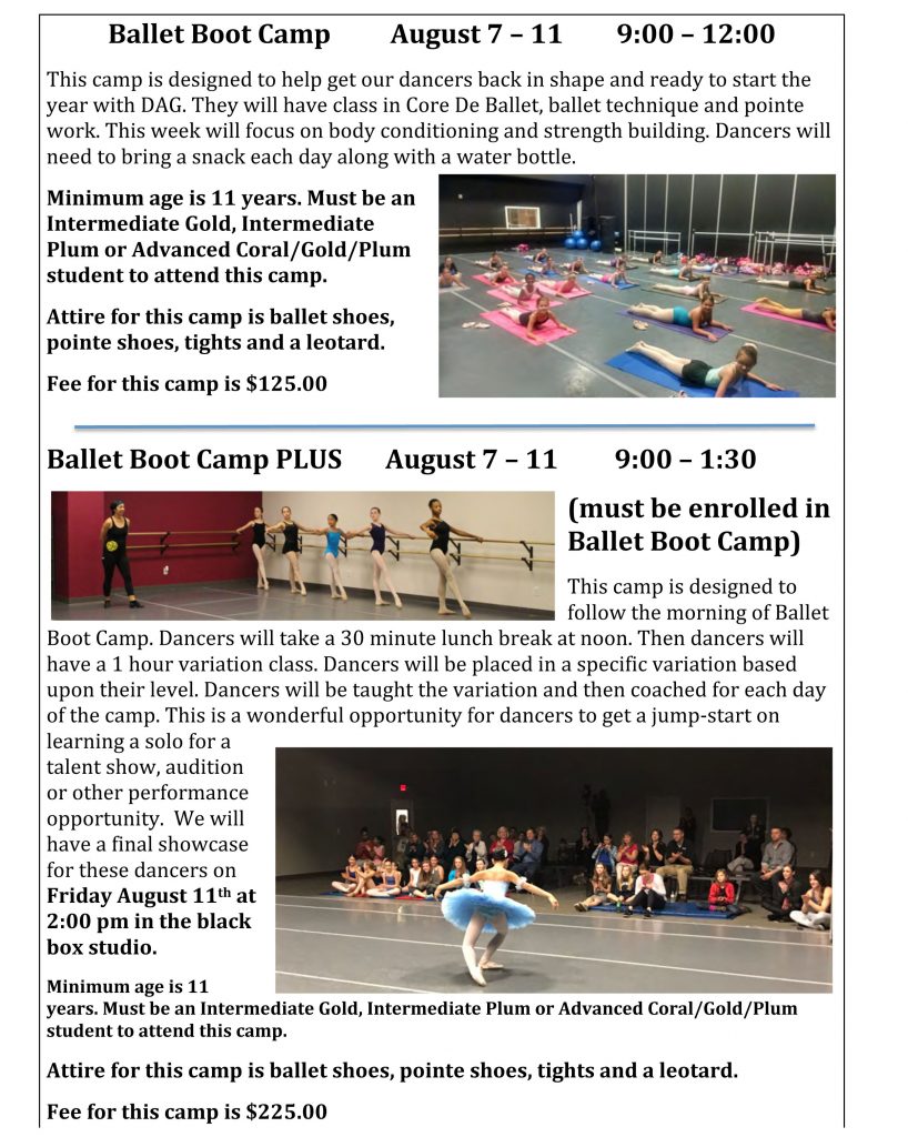 A flyer with pictures of dancers and dancers.